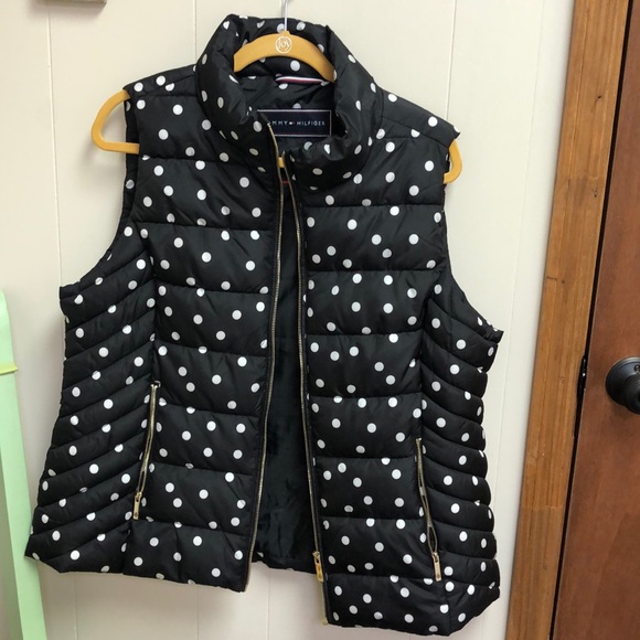 Tommy Hilfiger Jackets & Blazers - Tommy Hilfiger Black & White Polka Dot Puffer Vest